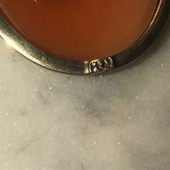 ANTIQUE 800 Silver ‘Three Graces / Three Sisters’ Carved Carnelian Shell Cameo - Picture 9 of 11